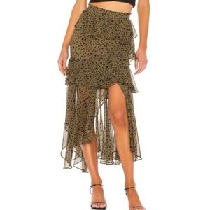Misa Los Angeles Kiana Skirt In Green Dot Small